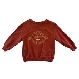 June & Grey Christmas Tree Farm Pullover Crew Sweatshirt Size 2